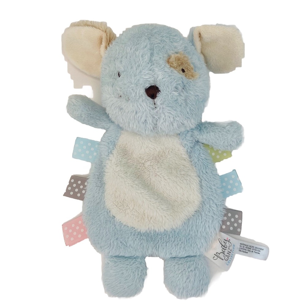 GANZ Wuzzies Ribbon Crinkle Blue Spotted Flat Puppy Ribbon Tags Lovey